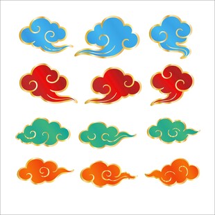 多彩中式祥云图案集合