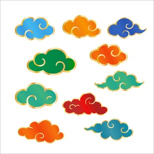 多彩中式祥云图案集合