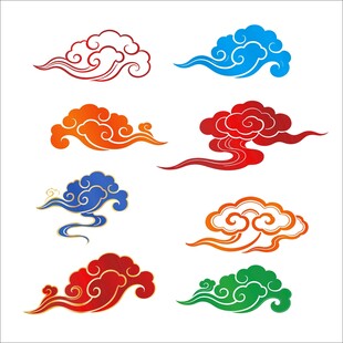 多彩中式祥云图案集合