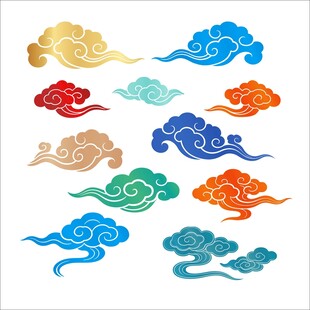 多彩中式传统祥云图案集合