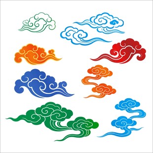 多彩中式传统祥云图案
