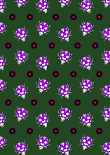 绿色底紫色花朵织物图案