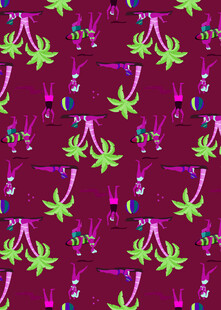 紫色背景的多彩植物图案