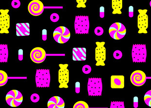 缤纷糖果图案无缝背景