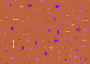 橙色底点缀多彩星星图案