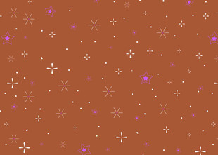 橙色底点缀多彩星星图案