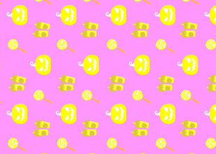 粉色背景上的金色符号图案
