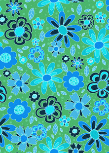 清新蓝绿花卉图案背景