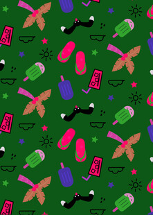 多彩昆虫图案的绿色背景