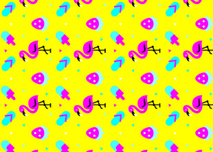 黄色背景多彩图案无缝纹理