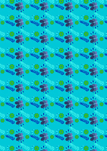 蓝色底多彩图案装饰纹理