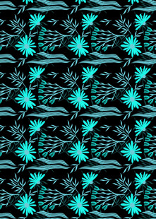 蓝绿植物图案无缝背景