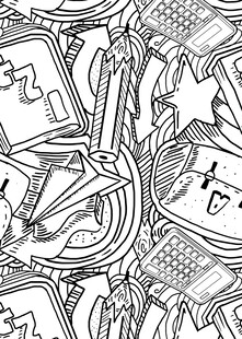 手绘文具插画图案