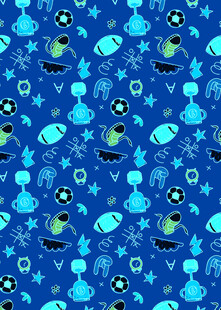 蓝色海洋生物图案背景