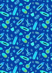 蓝色海洋生物图案背景