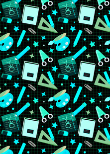 卡通风格科技元素无缝图案