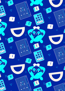 蓝色卡通图案无缝背景图