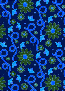 蓝色花卉藤蔓图案纹理