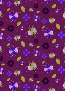 紫色花卉昆虫图案背景