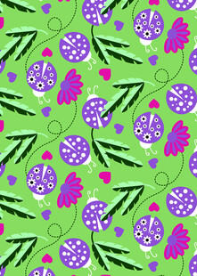 绿色底花卉图案无缝背景