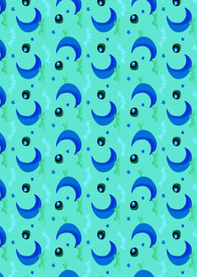 蓝绿渐变卡通图案背景