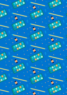 蓝色卡通风格列车图案背景