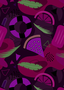 紫色调水果抽象图案背景