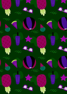 多彩蔬果图案无缝背景图