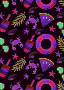 多彩夏日元素无缝图案