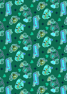 绿色背景多彩图案无缝纹理