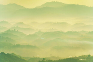 山间晨雾缭绕的朦胧美景