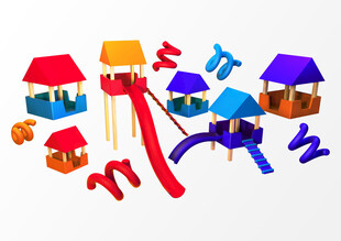 3D 游乐场  C4D立体滑梯