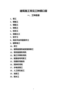 建筑施工顺口溜