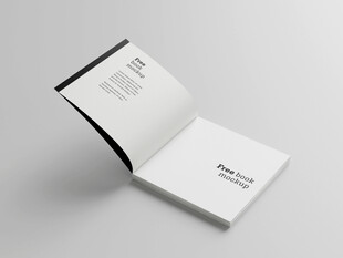 翻开的简约白色宣传册样机