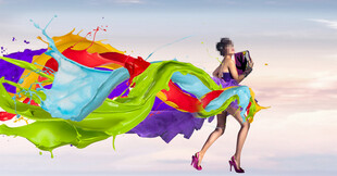 彩色泼墨下的动感舞者