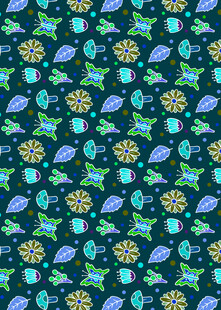 蓝绿花卉图案背景纹理