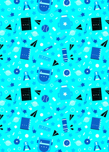 蓝色卡通图案无缝背景图