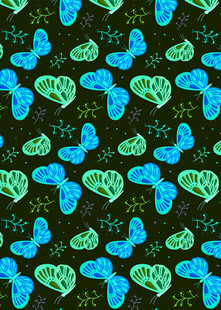 蓝绿图案构成的精美花纹