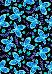 蓝色蝴蝶花卉图案背景