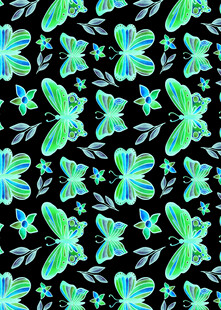 绿色蝴蝶黑色背景图案