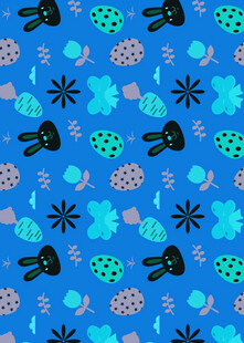 蓝色花卉蝴蝶图案背景