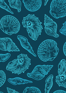 海洋贝壳手绘无缝图案