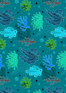 海洋生物图案无缝背景图