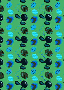 绿色背景的卡通章鱼图案