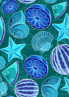 海洋元素无缝图案设计