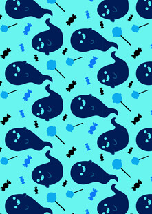 蓝色鲸鱼图案无缝背景