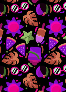 多彩水果图案无缝背景图