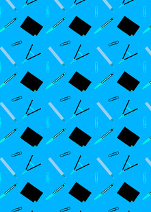 蓝色背景文具图案设计