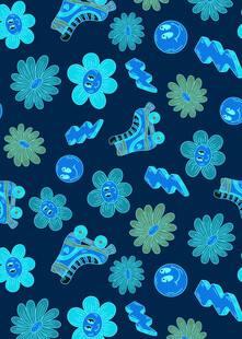 蓝色花卉图案背景纹理