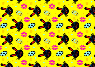 兔子花朵足球图案背景图